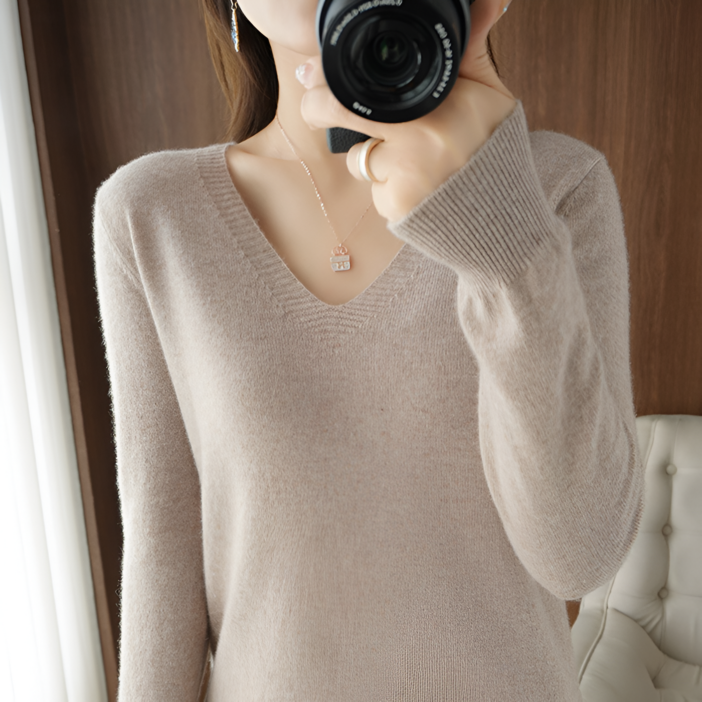 Lieselotte | Gemütlicher V-Ausschnitt Strickpullover