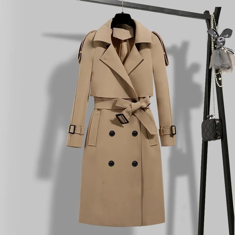 Schwarzer Trenchcoat mit Gürtel - Lena