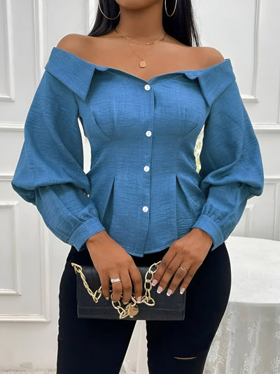 Luiza | Schickes Schulterfreies Denim-Top für Herbst und Winter