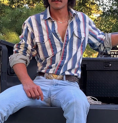 Damon – Lässiges Herrenhemd mit Retro-Print und langen Ärmeln