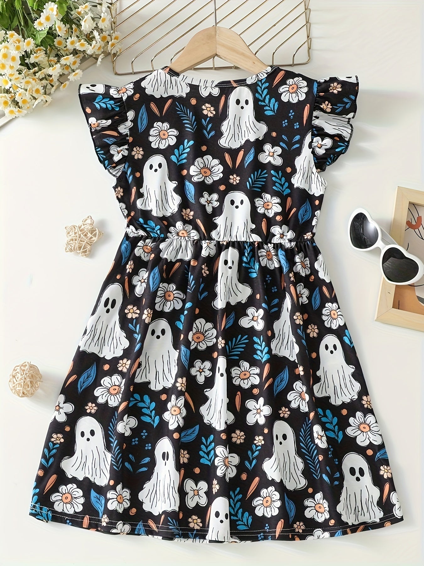 Mädchen Fit-and-Flare Kleid mit Geister-Print