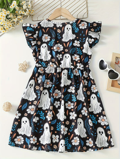 Mädchen Fit-and-Flare Kleid mit Geister-Print