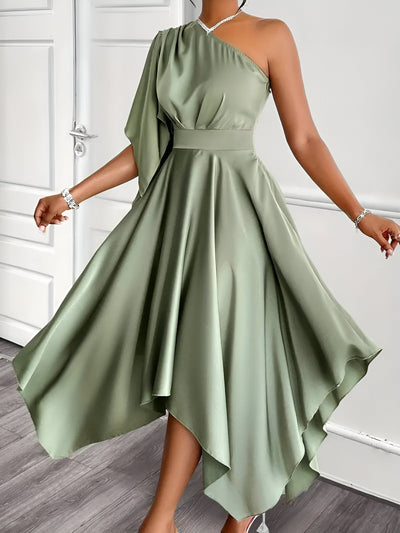 Annemarie| Elegantes Asymmetrisches One-Shoulder Peplum-Kleid