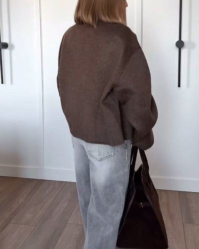 Luxuriöse Damenjacke mit Reißverschluss und übergroßen Ärmeln