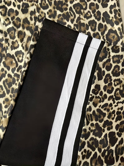 Rhea | Fleecegefütterte Leopard-Print Color-Block Freizeithose