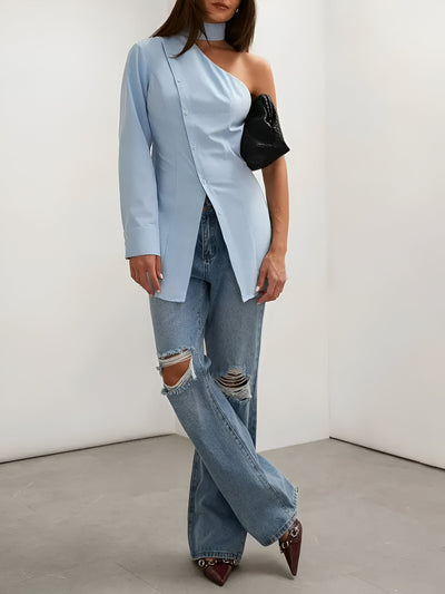Mahenyld | Elegantes One-Shoulder Langarmshirt für Damen