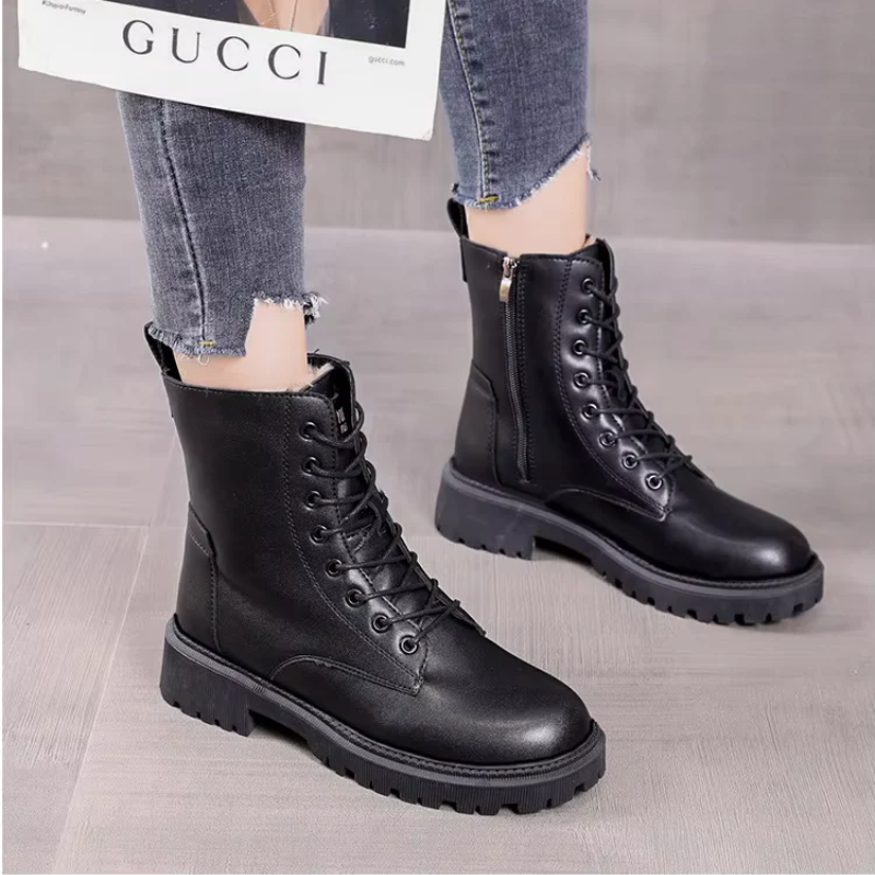 Damen elegante schwarze Stiefel | Wasserdichte