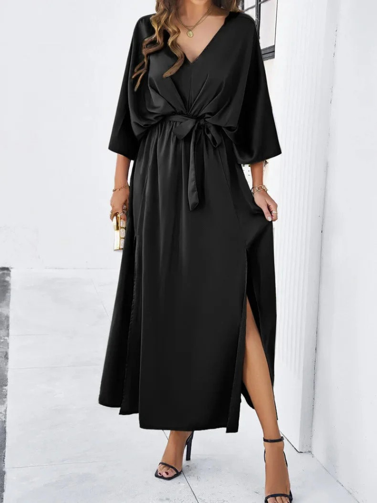 Damen elegantes Sommerkleid mit V-Ausschnitt | Midi