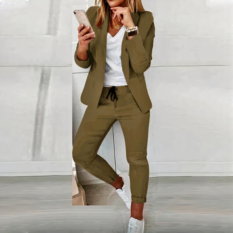 Damen lässiges Blazer- und Hosen-Set | Moderner