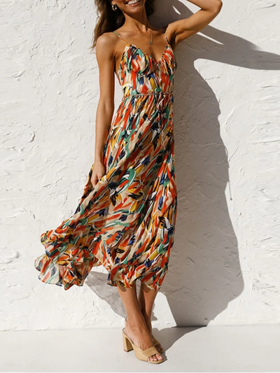 Damen modisches ärmelloses Sommerkleid | Midi