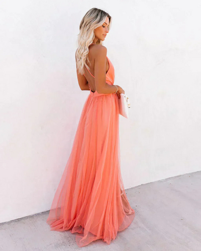 Damen elegantes Spitzen-Abendkleid | Maxi