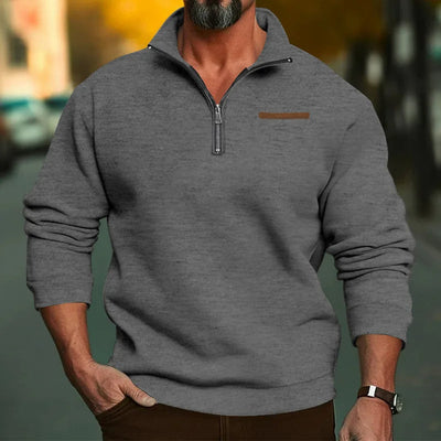 Halbreißverschluss-Pullover aus Samt für Herren