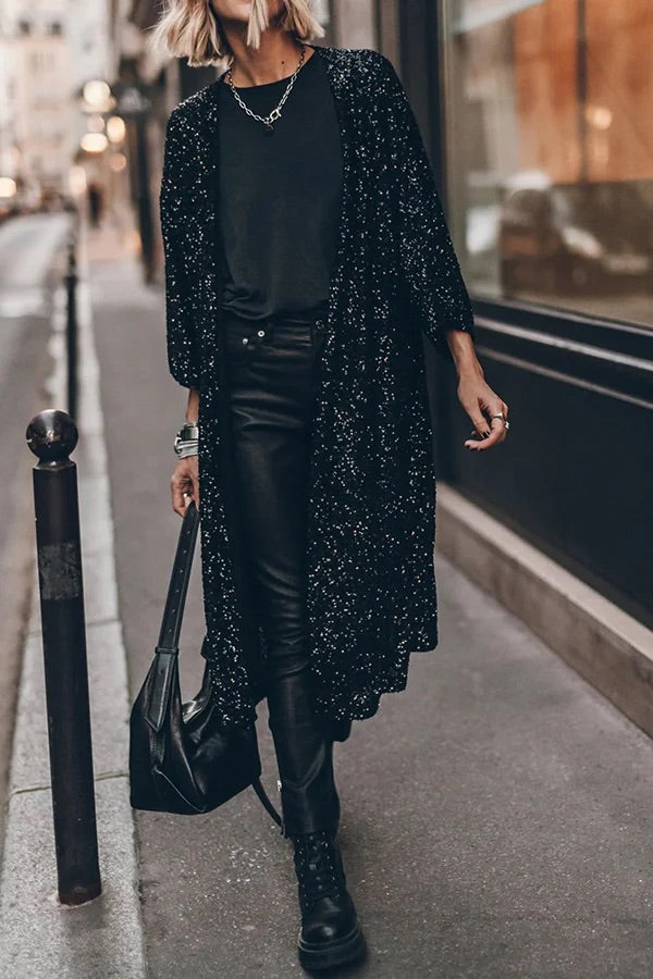 Heidi® | Disco Glamour Pailletten-Kimono mit Glockenärmeln