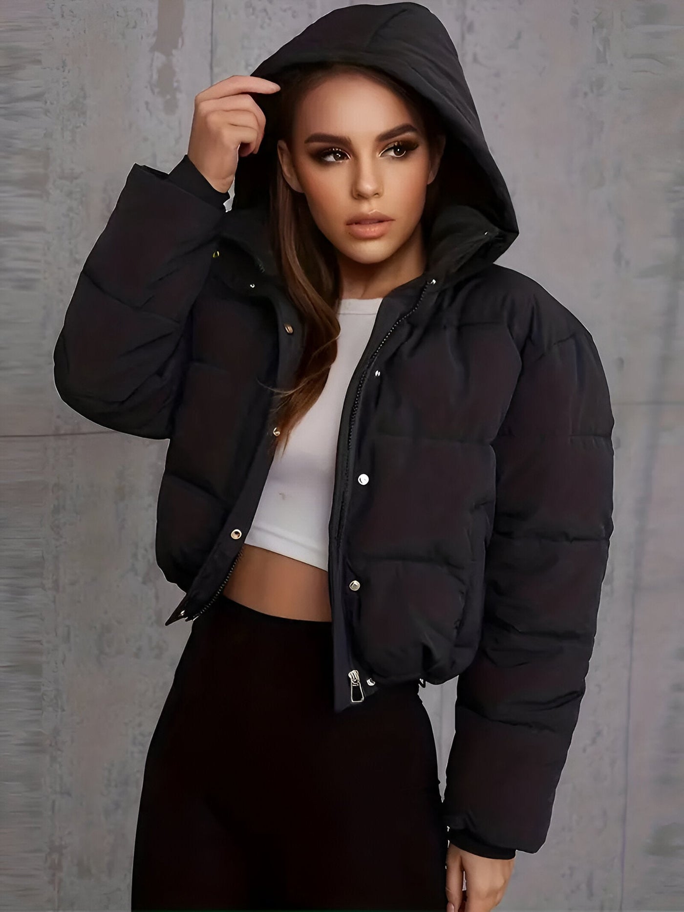 Dana | Ribbed Collar Puffer Jacket