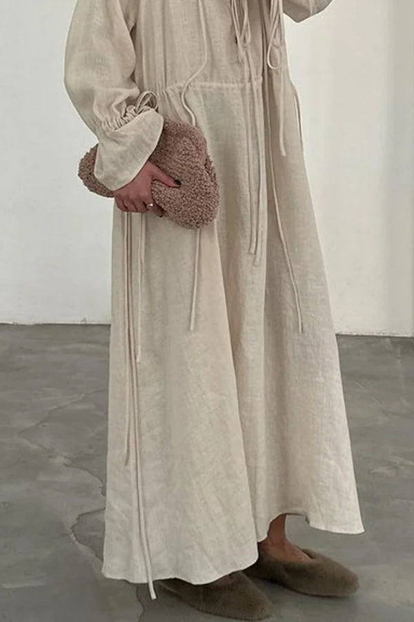 Esther® | Lässiges, lockeres Schnürkleid aus Baumwollleinen