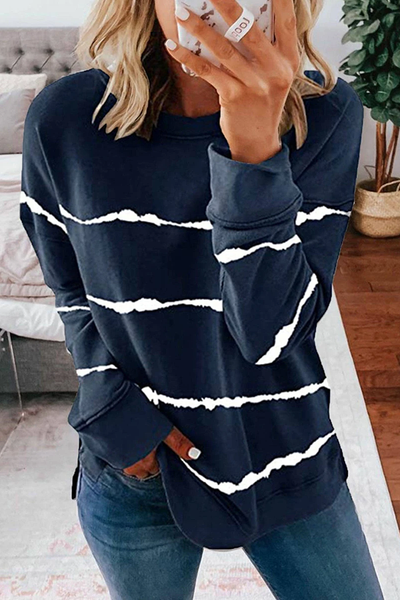 Rosa Batik Gestreiftes Sweatshirt - Marie