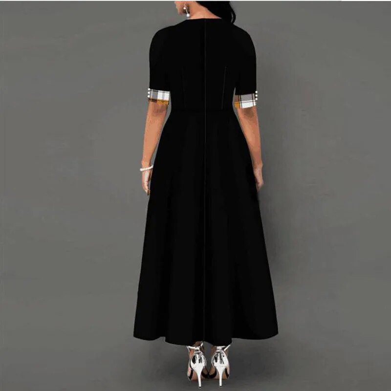Luz - Kariertes Kleid mit halben Ärmeln Silhouette Lässiges Vintage-Design