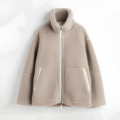 Gemütliche Sherpa-Jacke mit Reißverschluss für Damen