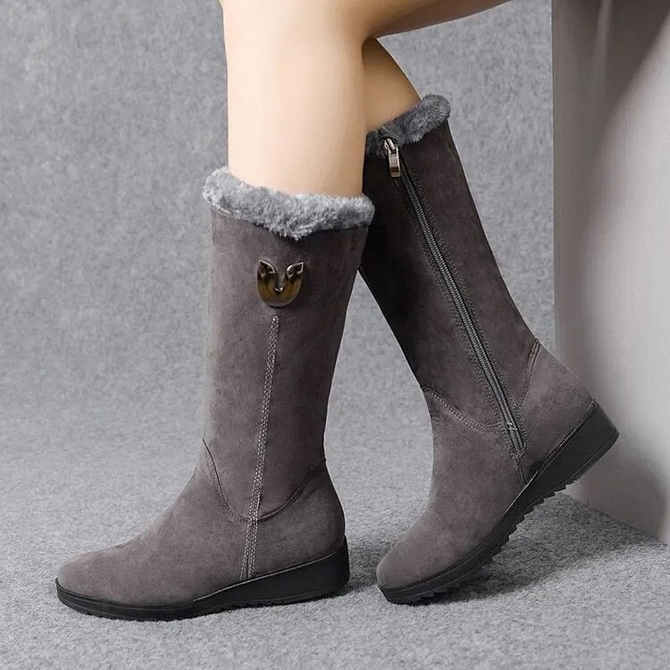 Warme Pelzstiefel für Frauen