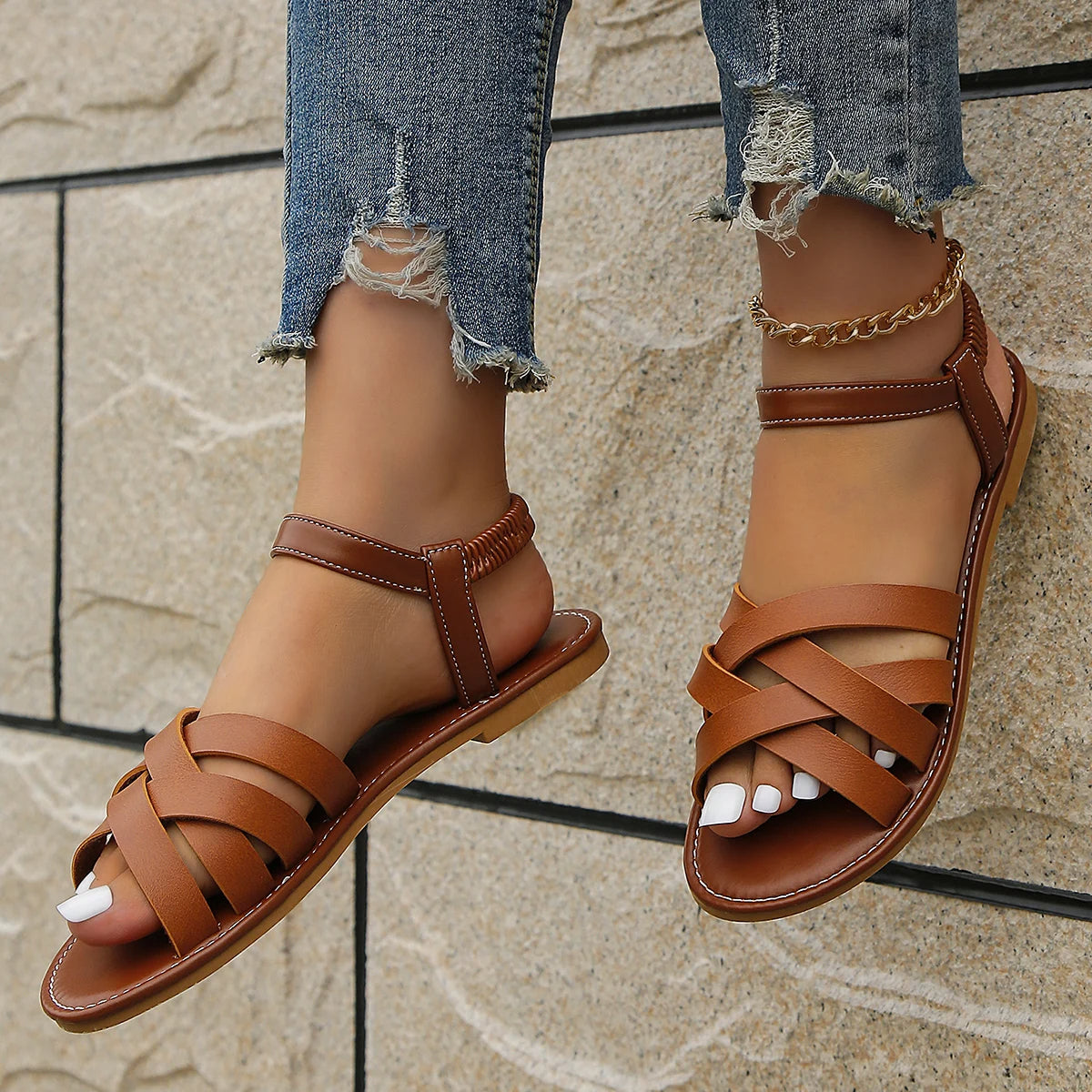 Damen Römische Sandalen aus Leder – Elettra