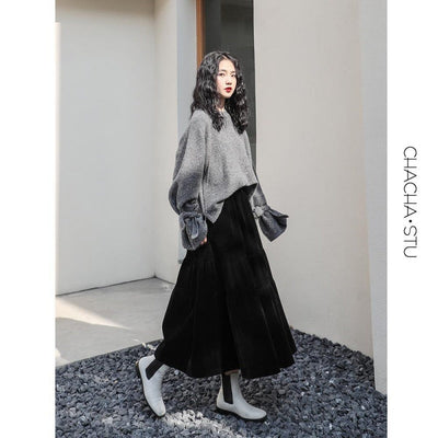 Sandra – Damen A-Linien-Rock aus dickem Samt