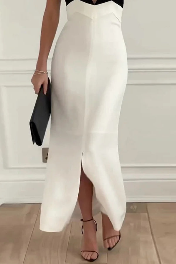 Juliana® | Elegantes, kontrastierendes Kleid mit geteilten Trägern