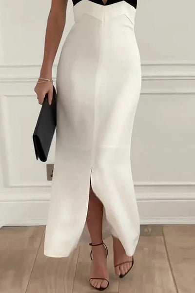 Juliana® | Elegantes, kontrastierendes Kleid mit geteilten Trägern