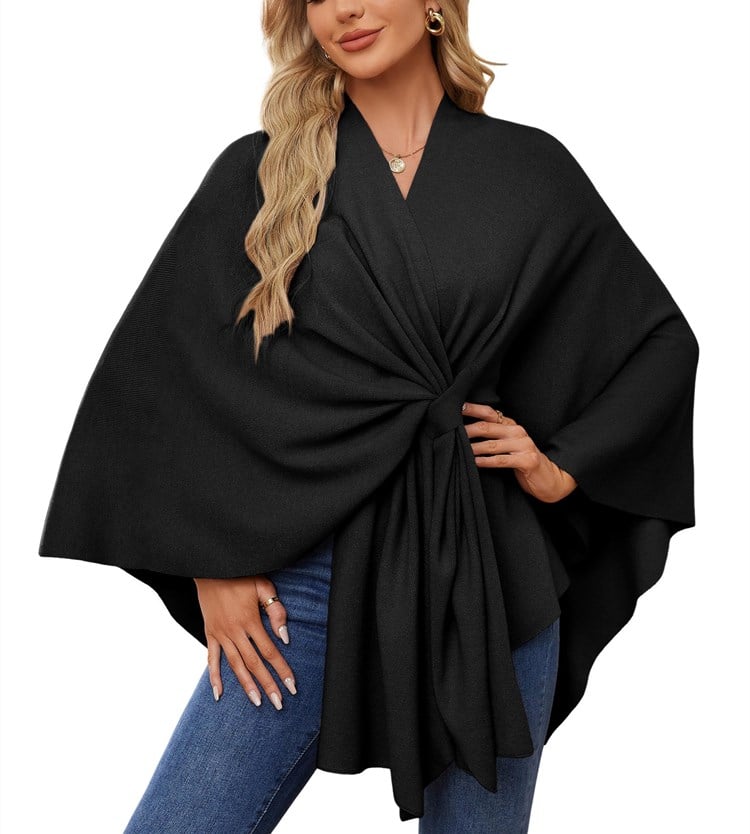 Eleganter Wickelponcho Ivory Weiß - Clara