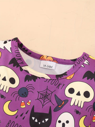 Mädchen Kleid mit Kürbis- und Geisterprint