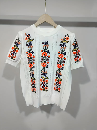 Nadette | Frisches Floral-Top mit kurzen Ärmeln