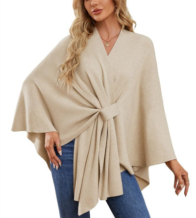 Eleganter Wickelponcho Ivory Weiß - Clara