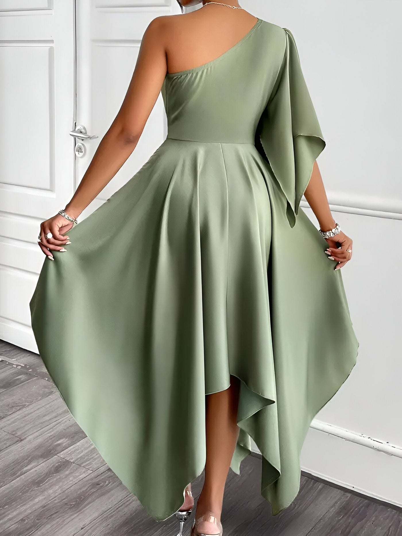 Annemarie| Elegantes Asymmetrisches One-Shoulder Peplum-Kleid