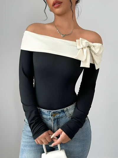 Marina | Schickes Off-Shoulder Bodysuit mit Schleifen-Detail