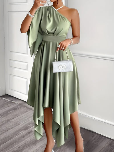 Annemarie| Elegantes Asymmetrisches One-Shoulder Peplum-Kleid