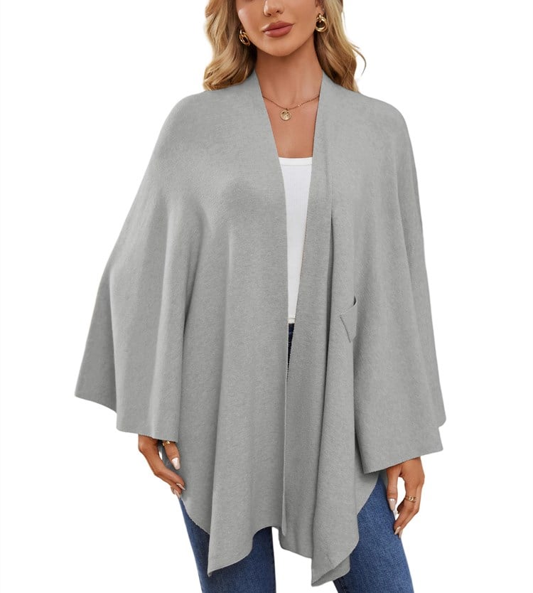 Eleganter Wickelponcho Ivory Weiß - Clara