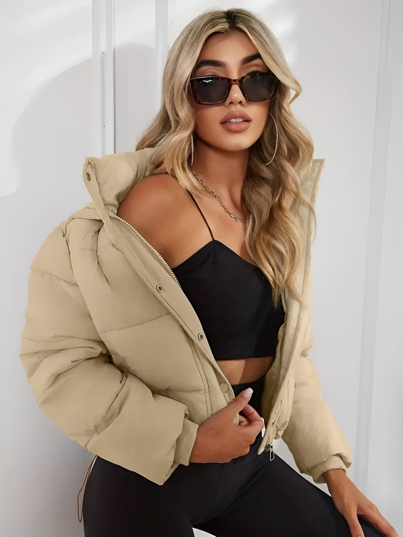 Dana | Ribbed Collar Puffer Jacket