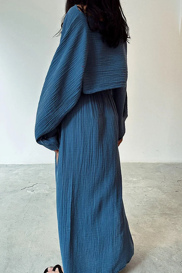 Stella® | Schickes, lässiges zweiteiliges Set aus Baumwolle und Leinen mit Schlitz