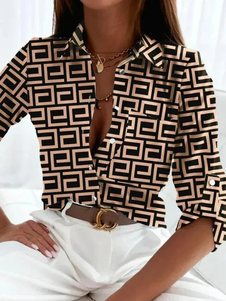 Elegante gestreifte Damenbluse | Langarm