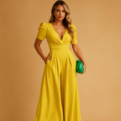 Eleganter V-Ausschnitt- Jumpsuit für Damen | Hochzeitsgäste