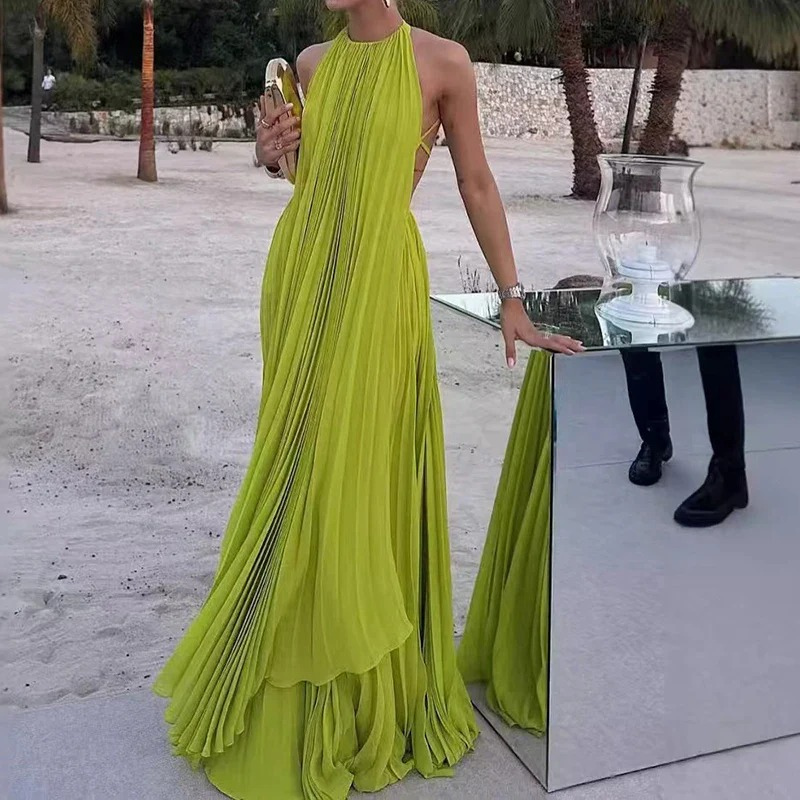 Elegantes langes Neckholderkleid für Damen | Maxi