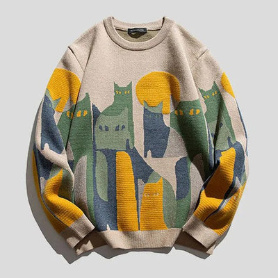 Pullover mit Katzenmotiv für Männer