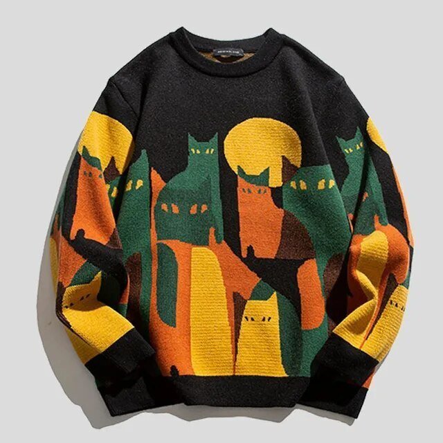 Pullover mit Katzenmotiv für Männer