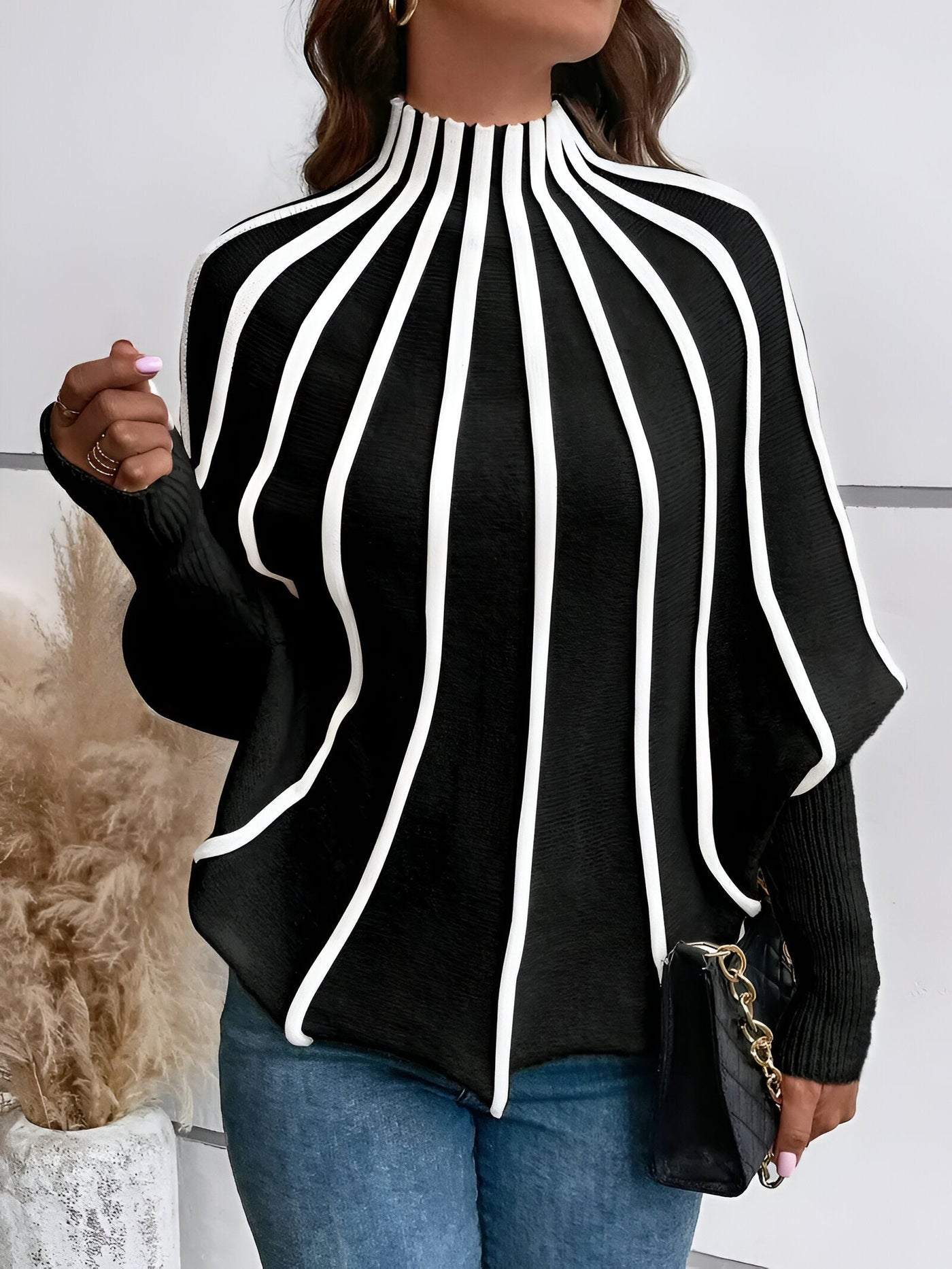 Idaia | Stylischer Gestreifter Rollkragenpullover