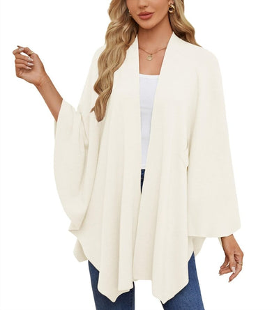 Eleganter Wickelponcho Ivory Weiß - Clara