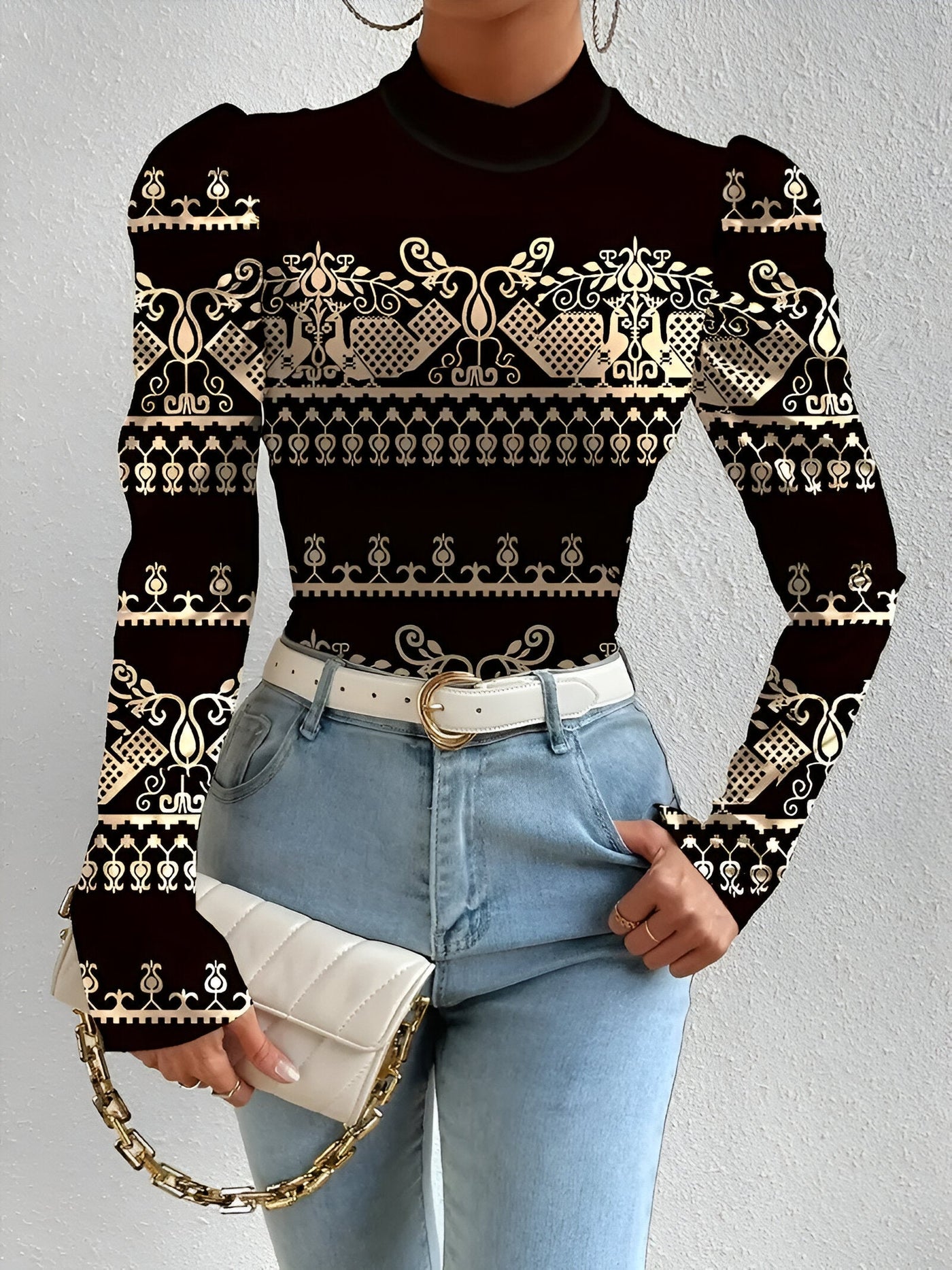 Idalie | Bluse mit Floral Print und Stehkragen