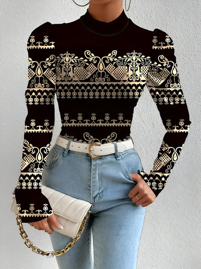 Idalie | Bluse mit Floral Print und Stehkragen