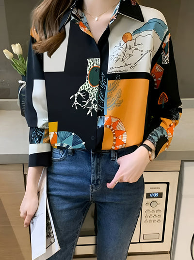 Jaslyn | Vintage-inspirierte bedruckte Bluse