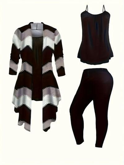 Schwarzes Dreiteiliges Set mit Chevron - Mia