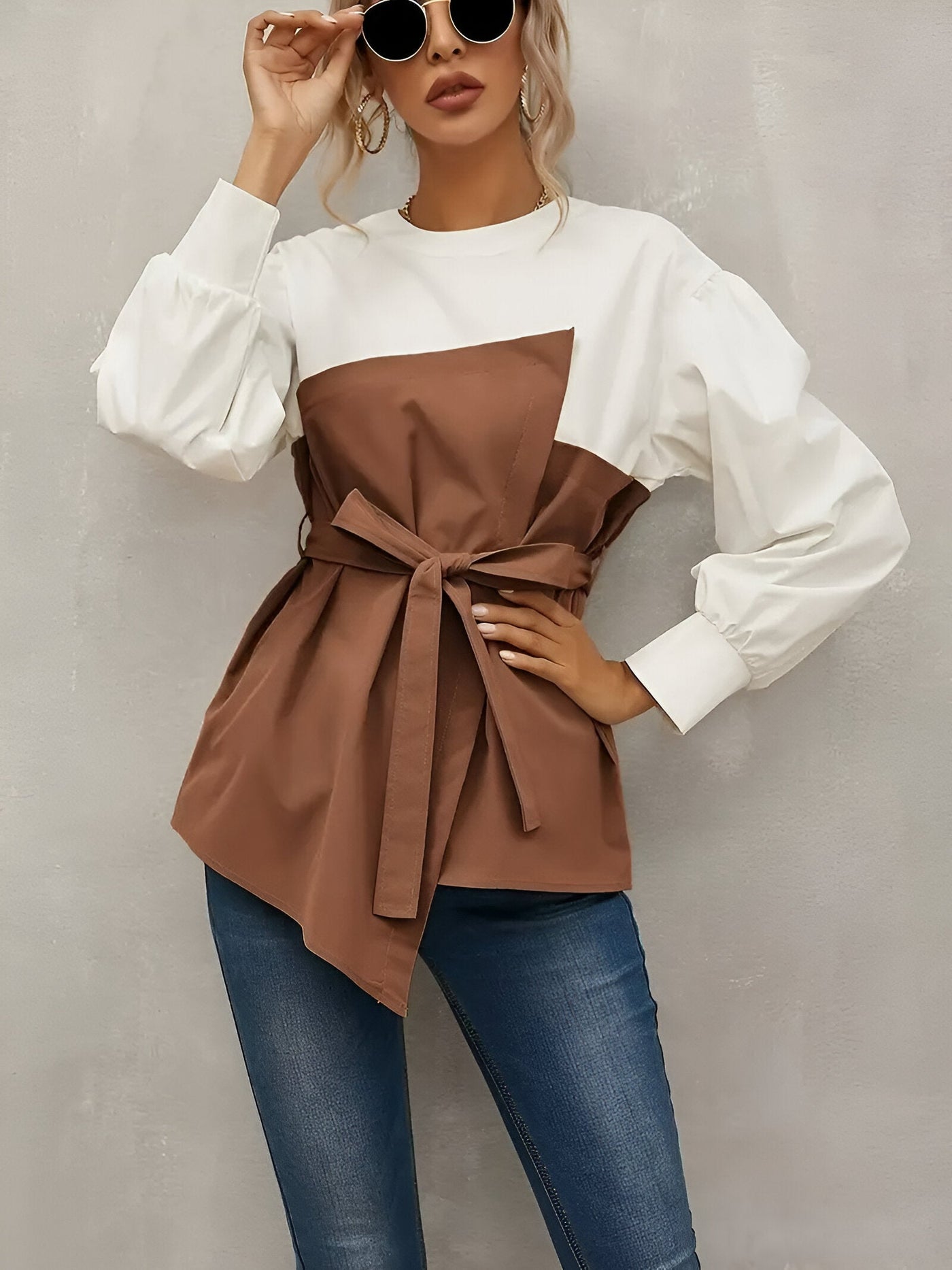 Ormanda | Elegantes Color-Blocking Faux-Zwei-Teile-Shirt für Damen