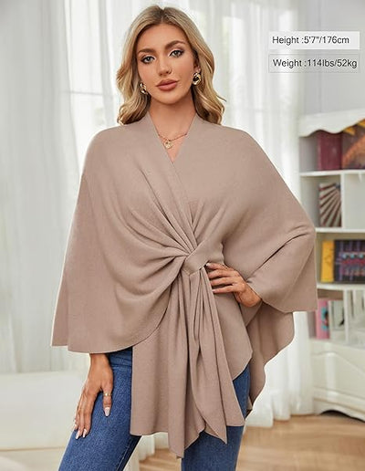Eleganter Wickelponcho Ivory Weiß - Clara
